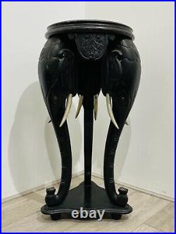 Fabulous Victorian ANGLO INDIAN SIDE TABLE Hand Carved With ELEPHANT HEAD LEGS