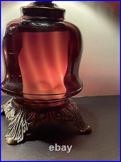 Fenton Swirled Purple Ruffled Victorian Gwtw Parlor Table Lamp