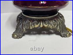 Fenton Swirled Purple Ruffled Victorian Gwtw Parlor Table Lamp