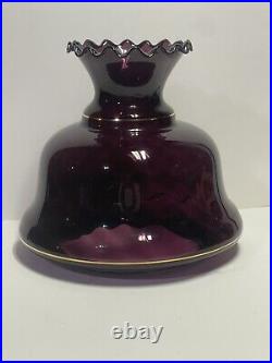 Fenton Swirled Purple Ruffled Victorian Gwtw Parlor Table Lamp