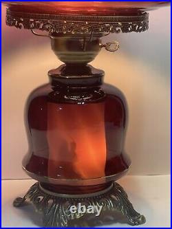 Fenton Swirled Purple Ruffled Victorian Gwtw Parlor Table Lamp