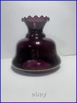 Fenton Swirled Purple Ruffled Victorian Gwtw Parlor Table Lamp