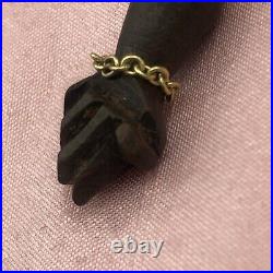 Figa Hand Victorian-Wood & 14k gold Charm, hand made. Vintage, good luck
