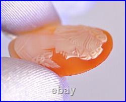 Fine Antique Hand Carved Italian Victorian Shell Cameo Lady Brooch or Pendant