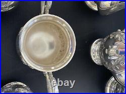 Fisher Sterling Silver 6 PCS Tea Set Hand Chased Early Georgian Pattern 2870 gr
