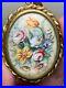 French Antique Victorian Brooch / Pendant- Bunch of flowers Hand painted, signed
