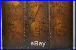 French Art Nouveau Victorian Oil Canvas Hand Painted 3 Panel Screen Room Divider