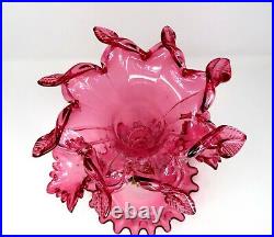 GORGEOUS Antique Hand Blown 1800's Victorian Cranberry 3 Horn Epergne