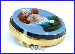 Genuine Antique Victorian 14K Gold Hand Painted Enamel Portrait Brooch