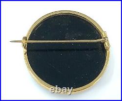 Genuine Antique Victorian 14K Gold Hand Painted Enamel Portrait Brooch