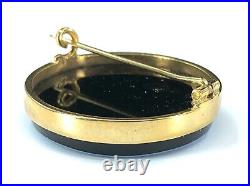 Genuine Antique Victorian 14K Gold Hand Painted Enamel Portrait Brooch
