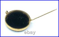 Genuine Antique Victorian 14K Gold Hand Painted Enamel Portrait Brooch