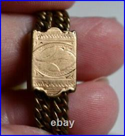 Gold Filled Pocket Watch Chain 15 Victorian T Bar Hand Engraved Slide