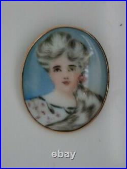 Gold Filled Victorian Hand Painted Mourning Brooch