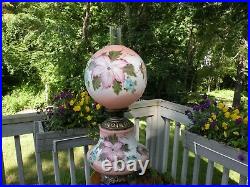 Gone With The Wind28 1/2 high hand painted soft peach Parlor lamp