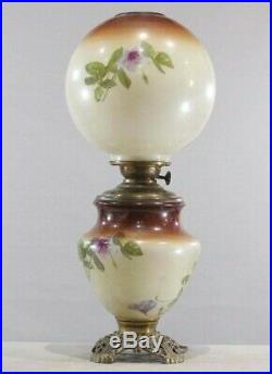 Gone With The Wind Parlor Lamp (gwtw)- Hand Painted Lavender Clematis Vine