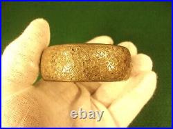 Gorgeous Vtg Antique Victorian Hand Carved Sterling Silver Wide & Hinged Bangle