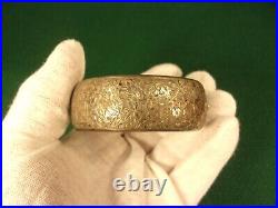 Gorgeous Vtg Antique Victorian Hand Carved Sterling Silver Wide & Hinged Bangle