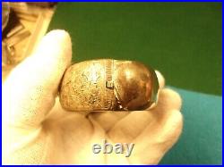 Gorgeous Vtg Antique Victorian Hand Carved Sterling Silver Wide & Hinged Bangle