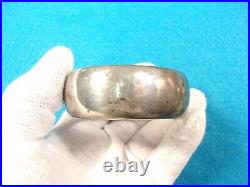 Gorgeous Vtg Antique Victorian Hand Carved Sterling Silver Wide & Hinged Bangle