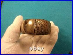 Gorgeous Vtg Antique Victorian Hand Carved Sterling Silver Wide & Hinged Bangle