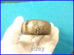 Gorgeous Vtg Antique Victorian Hand Carved Sterling Silver Wide & Hinged Bangle