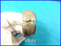 Gorgeous Vtg Antique Victorian Hand Carved Sterling Silver Wide & Hinged Bangle