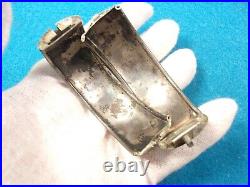 Gorgeous Vtg Antique Victorian Hand Carved Sterling Silver Wide & Hinged Bangle