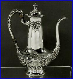 Gorham Sterling Tea Set 1906 HAND DECORATED