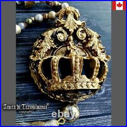 Gothic jewels wicca talisman streampunk necklace amulet pendant charm gold crown