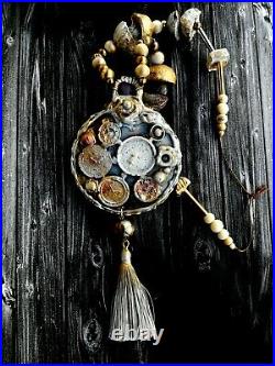 Gothic jewels wicca talisman streampunk necklace amulet pendant charm gold crown