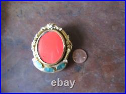 Gypsy Portrait Swivel Brooch, Victorian Hand-Painted Portrait Locket Brooch