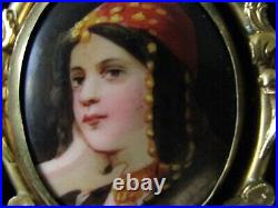 Gypsy Portrait Swivel Brooch, Victorian Hand-Painted Portrait Locket Brooch