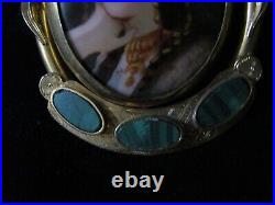 Gypsy Portrait Swivel Brooch, Victorian Hand-Painted Portrait Locket Brooch