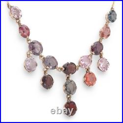 HARLEQUIN Victorian Antique 15K Gold Multi-Colour Natural Spinel Fringe Necklace