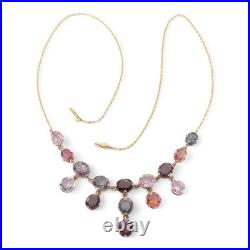 HARLEQUIN Victorian Antique 15K Gold Multi-Colour Natural Spinel Fringe Necklace