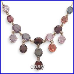 HARLEQUIN Victorian Antique 15K Gold Multi-Colour Natural Spinel Fringe Necklace