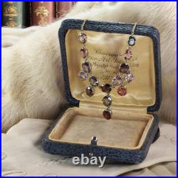 HARLEQUIN Victorian Antique 15K Gold Multi-Colour Natural Spinel Fringe Necklace