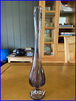 HTF Vintage MCM Viking Glass 16.5 Lilac Teaberry Epic 6 Petal Swung Vase