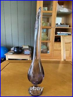 HTF Vintage MCM Viking Glass 16.5 Lilac Teaberry Epic 6 Petal Swung Vase