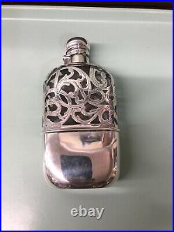 Hand Engraved Sterling Silver Victorian Flask