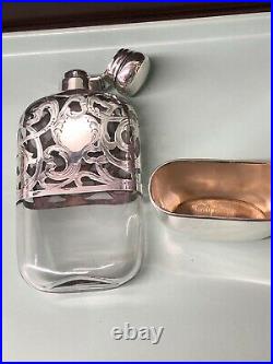Hand Engraved Sterling Silver Victorian Flask