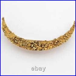 Hand Made Victorian Era Crescent Moon Alaskan Gold Nugget Brooch 14-18k gold