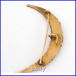 Hand Made Victorian Era Crescent Moon Alaskan Gold Nugget Brooch 14-18k gold