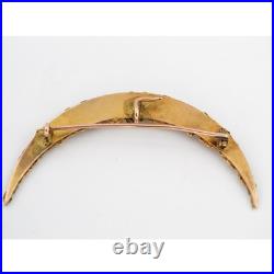 Hand Made Victorian Era Crescent Moon Alaskan Gold Nugget Brooch 14-18k gold