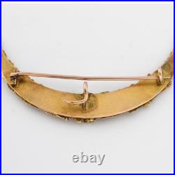 Hand Made Victorian Era Crescent Moon Alaskan Gold Nugget Brooch 14-18k gold