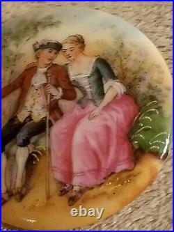 Hand Painted Czechoslovakia Victorian Cameo Round Miniature Painting Porcelain