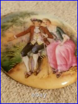 Hand Painted Czechoslovakia Victorian Cameo Round Miniature Painting Porcelain