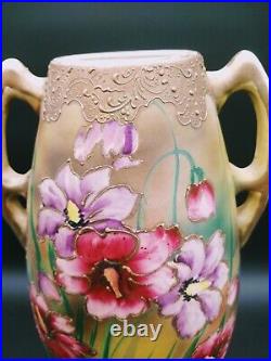 Hand Painted Double Handle Vase Victorian