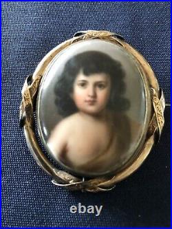 Hand-Painted Porcelain Pendant! Beautiful Victorian Boy Or Girl